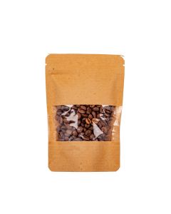 BOLSAS DOYPACK PAPEL KRAFT 250ML C/VENTANA Y ZIPPER 11*15CM (130MIC) *50UNID