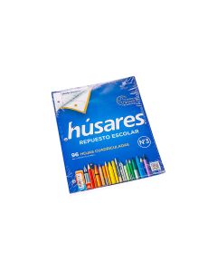 REPUESTO ESCOLAR HUSARES N°3 *96 HOJAS CUADRO (90GRS) (6234) *UNID.