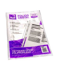 FOLIOS COMERCIALES M&D OFICIO (100 UNID) (40MIC) *PAQ.
