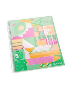 CUADERNO ESPIRAL TAPA FLEXIBLE HUSARES (21*29.7CM) (80 HOJAS) CUADRO *UNID