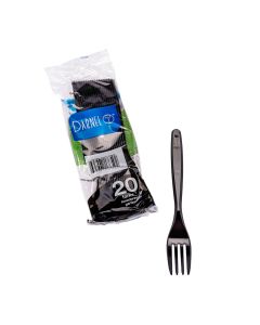 TENEDOR PLASTICO NEGRO REFORZADO BISTROT (DARNEL) BLISTER *20UNID.